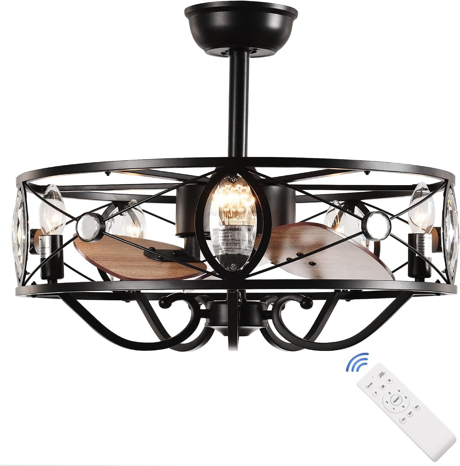 SOZOMO 22" Ceiling Fan with Lights, 5-Lights 6 Speeds Reversible Blades Timing with Remote Control, Semi Flush Mount Low Profile Fans