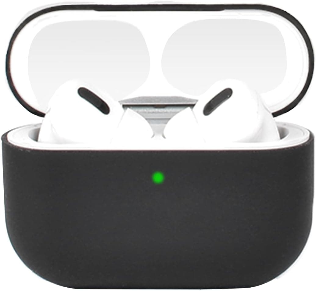 Protective Silicone Case for AirPods Pro, Ultra-Slim 1mm Soft Airpod Pro Case Cover Shockproof for Women Men, Minimalist Skin Wireless Charging Case for Apple, Front Led Visible (Black (for pro))