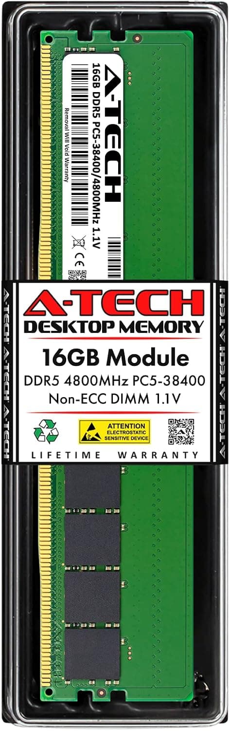 A-Tech 16GB RAM Replacement for Micron MTC8C1084S1UC48BA1 | DDR5 4800 MHz PC5-38400 1.1V DIMM 288-Pin Non-ECC Memory Module