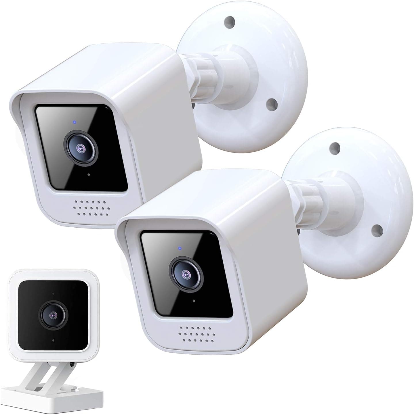 All-New Wall Mount for Wyze Cam V3 Camera (2-Pack),Compatible Wyze Spotlight Indoor/Outdoor Security Accessories Weatherproof Protective Cover and 360° Adjustable mounting Bracket Housing, White