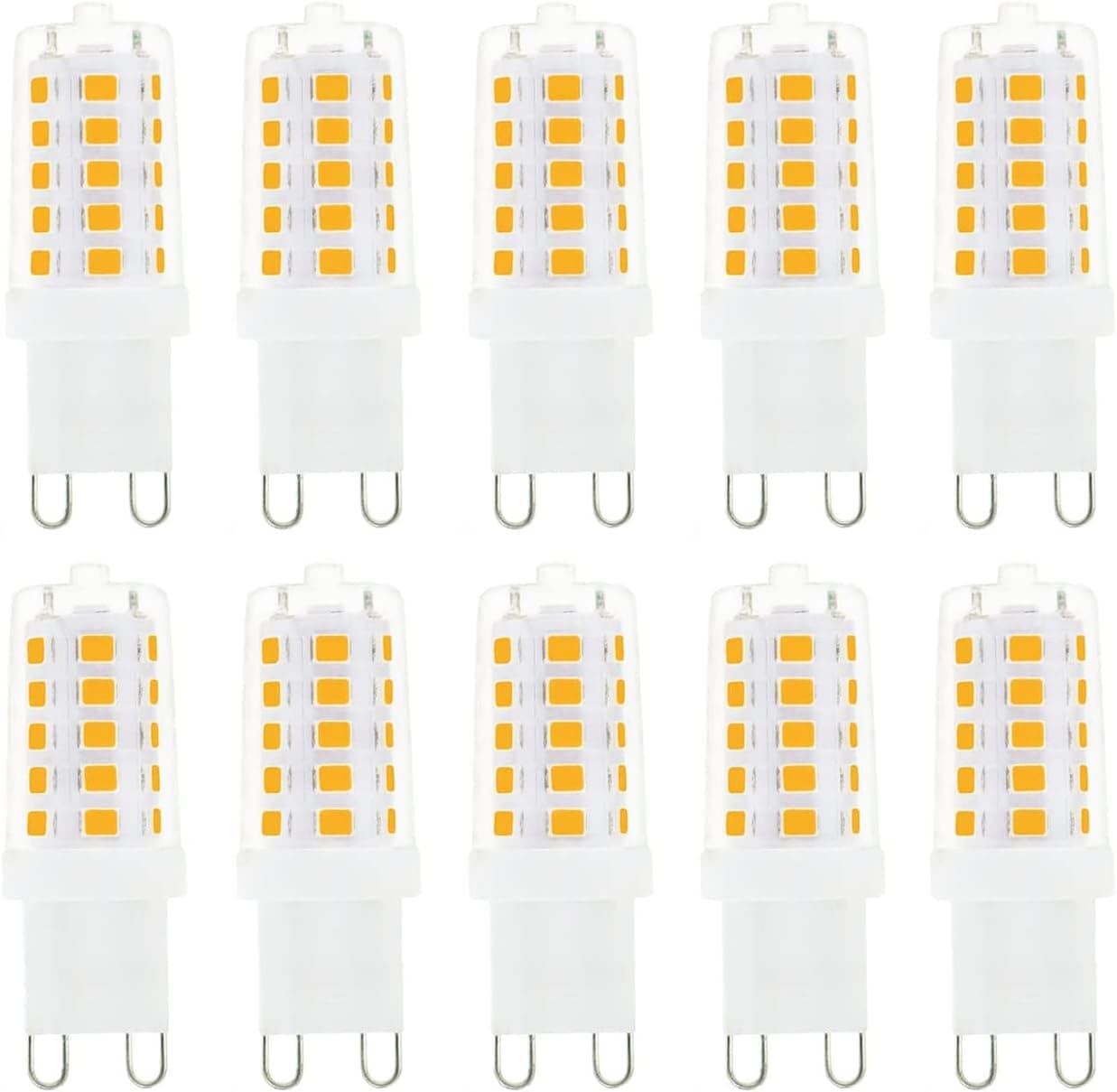 Lamsky G9 LED Bulb 4W,40 Watt T4 G9 Halogen Equivalent 450LM,2700K Soft Warm White,No-Flicker 120V Non-dimmable,Chandelier Light Bulb 10 Pack