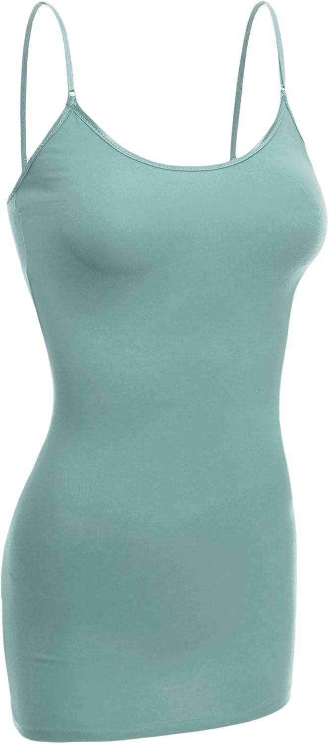 Emmalise Women Camisole Built in Bra Wireless Fabric Support Long Layering Cami