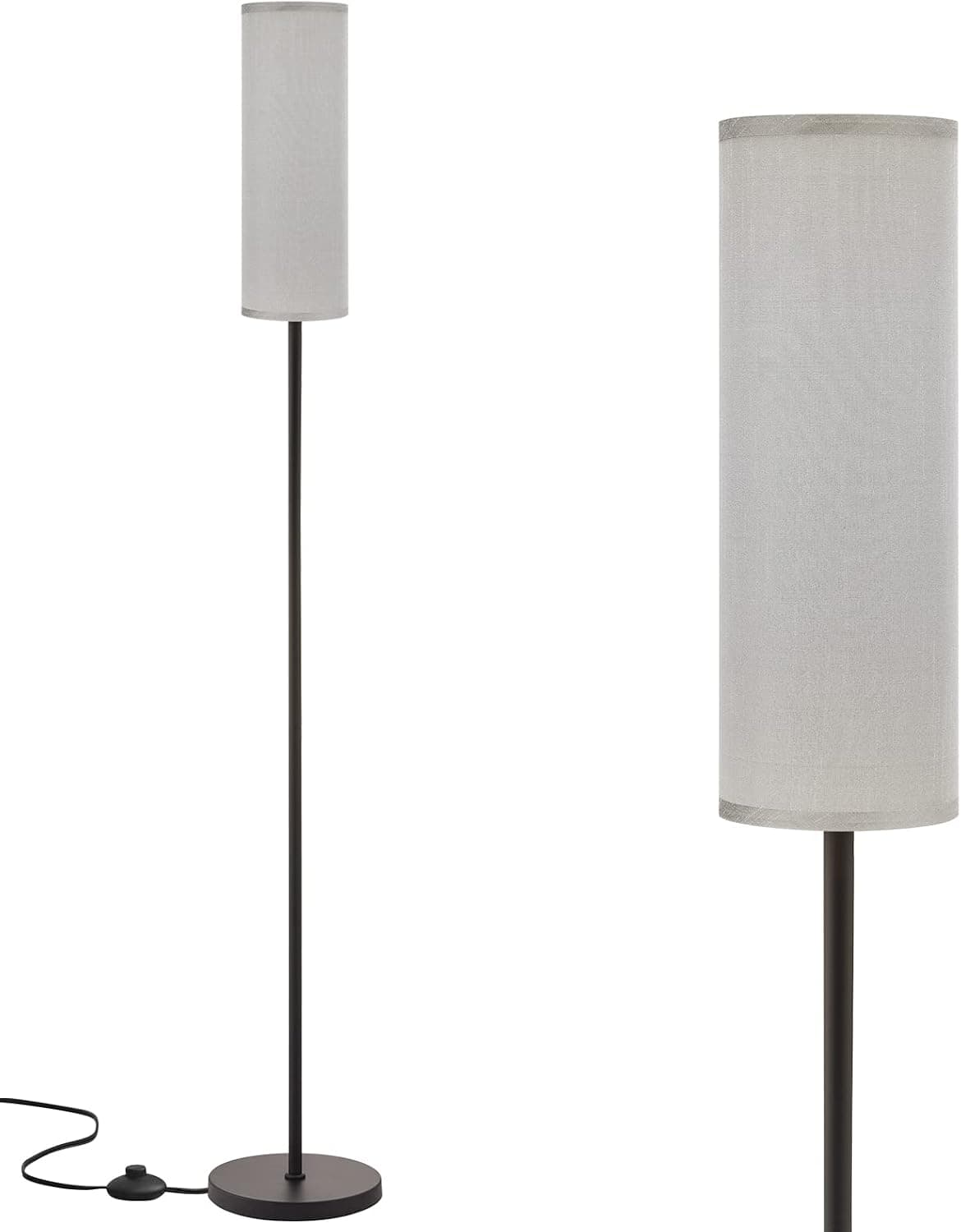 Ambimall Floor Lamp for Living Room - Pole Lamps for Bedrooms, Standing Lamps with Grey Lampshade, 65'' Tall Lamp for Office, Minimalist Floor Lamp for Home Decor