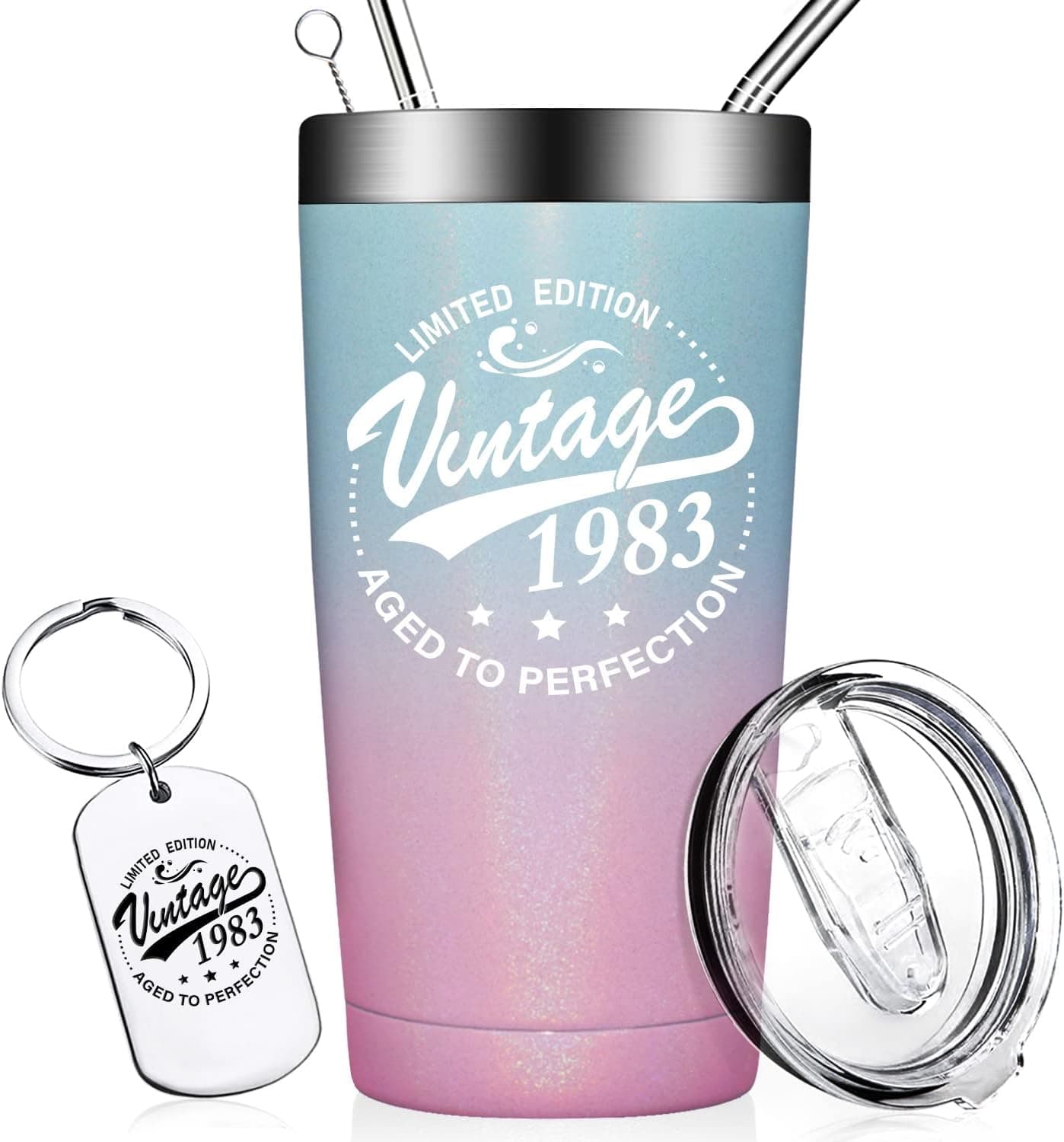 DOEARTE 40th Birthday Gifts for Women - Vintage 1983 40th Birthday Decorations for Sisters, Friends, Coworkers, Wife, Mom - Best Birthday Gifts Ideas for Women Turning 40 Years Old - 20oz Tumbler Cup