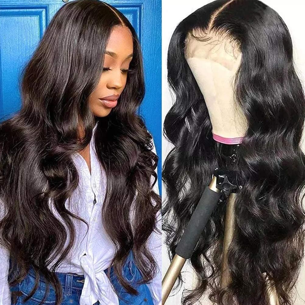 6x6 Lace Closure Wigs For Black Women Human Hair Body Wave Human Hair Wigs 180% Density Natural Hairline Glueless Pre Plucked With Baby Hair Natural Color(16 inch, 6x6 Body Wave Wig)