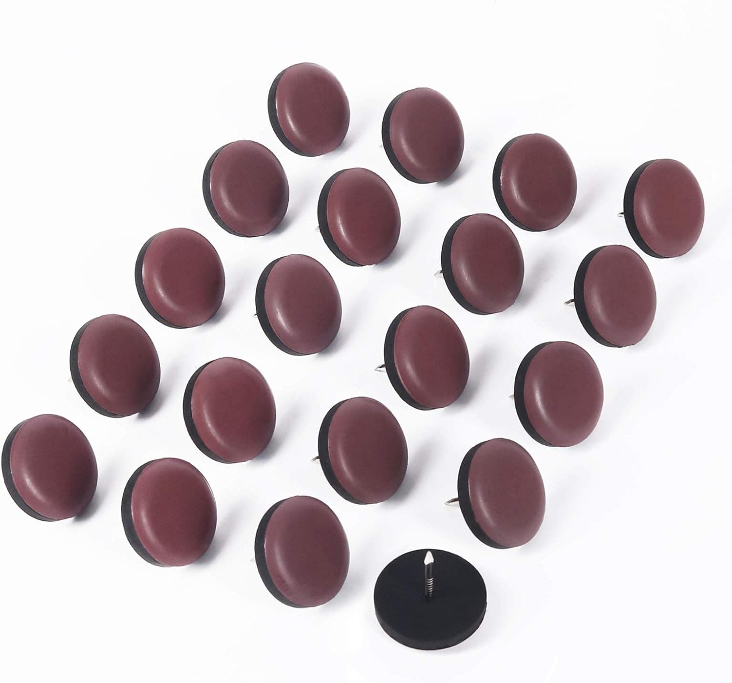 GINOYA Teflon Furniture Sliders, 20pcs 1inch Reusable Furniture Glides with Nail for Carpet Tile Hardwood (Coffee)