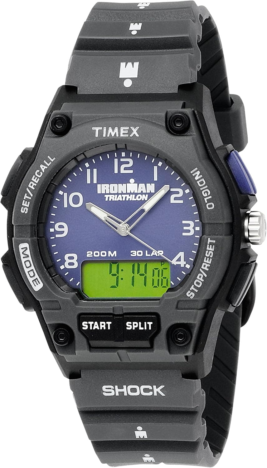 Timex Men's T5K398 Ironman 30-Lap Shock Combo Black Case and Resin Strap Sports Watch