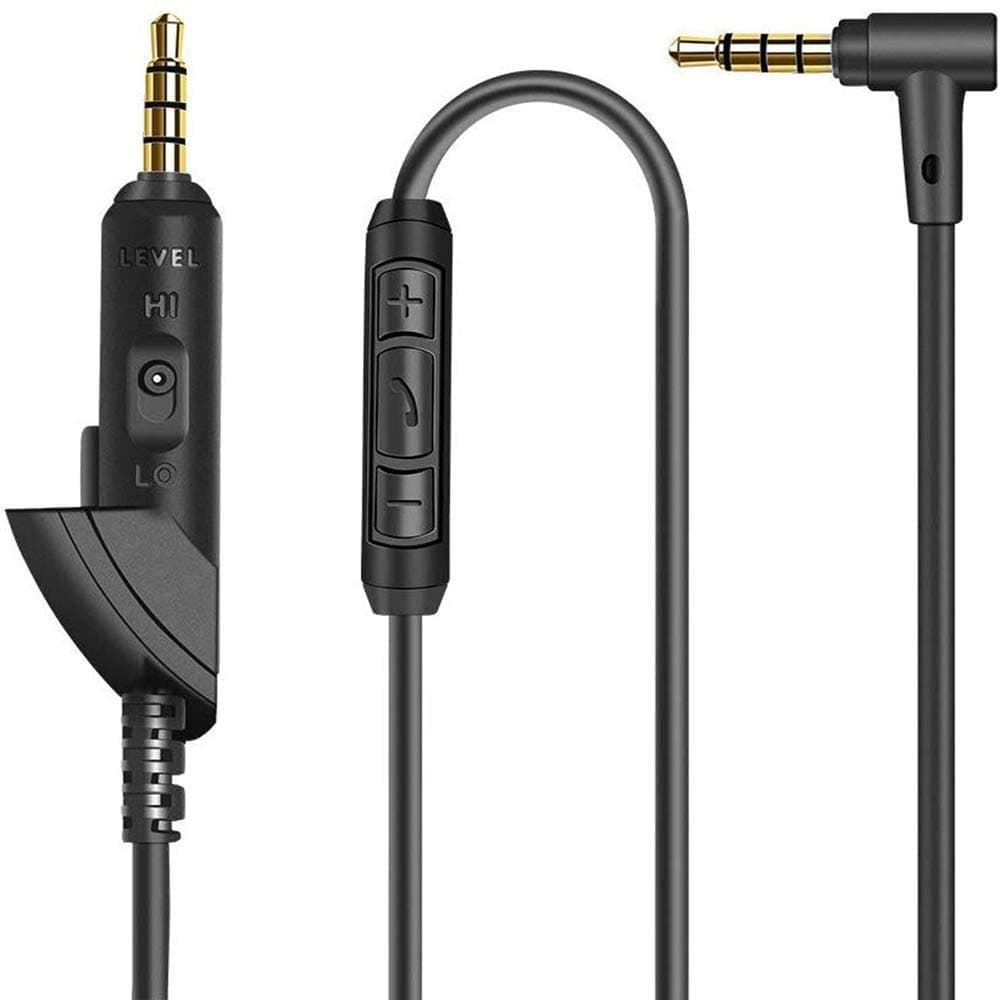 Replacement Audio Cable Extension Cords ONLY for Bose QC15 Quiet Comfort 15 Headphones Audio Jack Inline Mic/Remote Control 3.5mm to 3.5mm – (Black)
