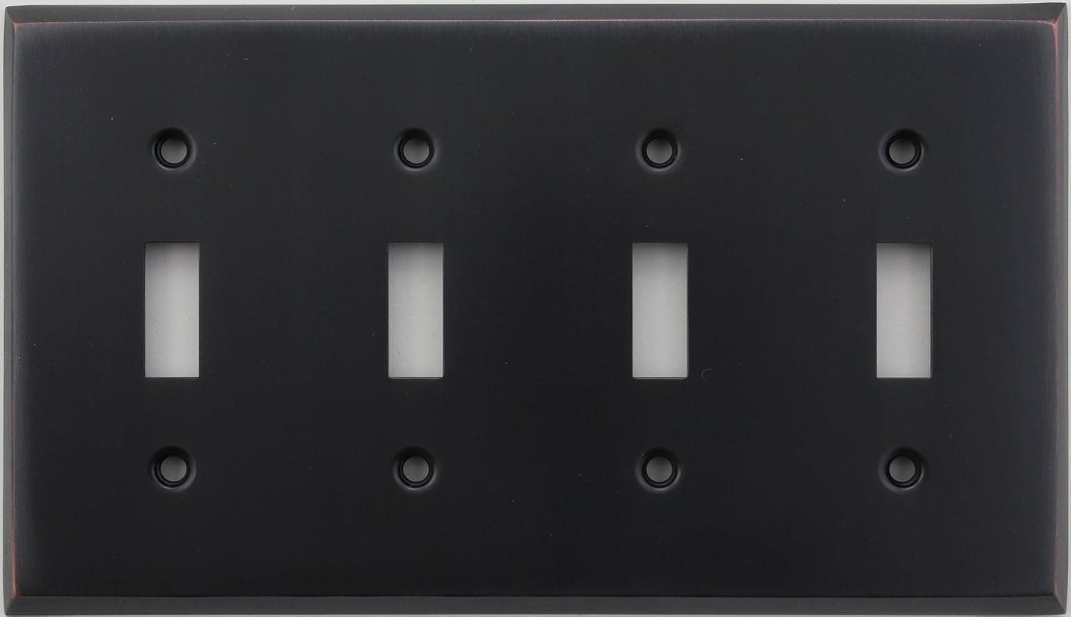 Classic Accents Stamped Steel Oil Rubbed Bronze Four Gang Toggle Light Switch Wall Plate