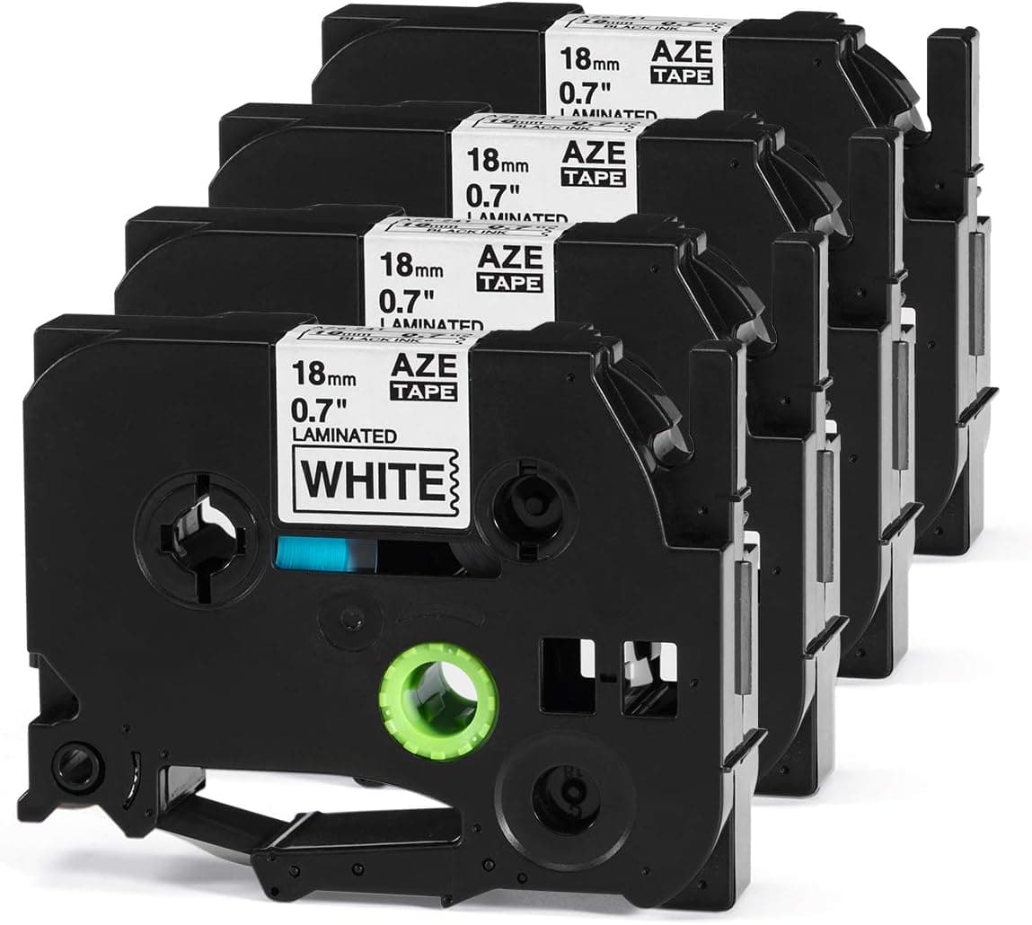 Unistar Compatible Label Tape Replacement for Brother P-Touch 18mm 0.7 Inch Tape Laminated, TZ Tape TZe-241 TZe241 for Label Maker PTD400 PTD600 PT1880, Black on White, 3/4 Inch x 26.2 Feet, 4 Pack