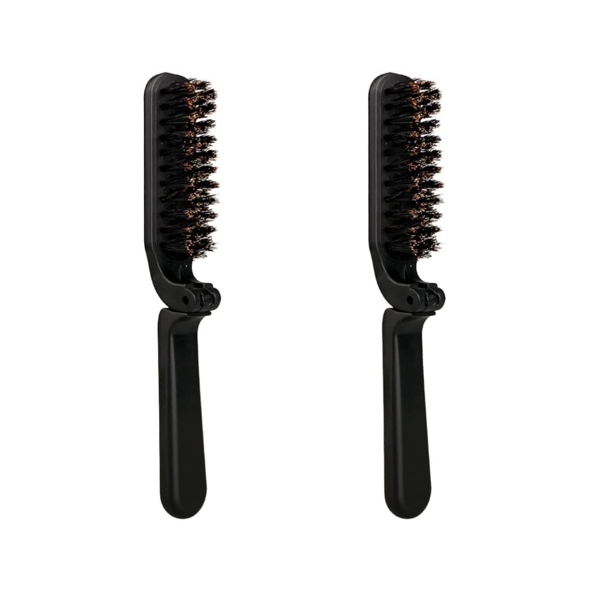 Lurrose 2pcs Stylish Black Bristle Mustache Outdoor Detangling Travel, Portable for Grooming Pocket Travel Straighten Folding Brush Brushes Hair Home Beard Small Detangler Comb