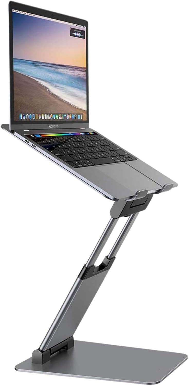 Adjustable Laptop Stand for Desk - Ergonomic Laptop Desk Stand - Laptop Riser Adjustable Height up to 20" Foldable Portable Computer Stand - Supports MacBooks, Tablets and Laptops 10"-17" - Space Gray