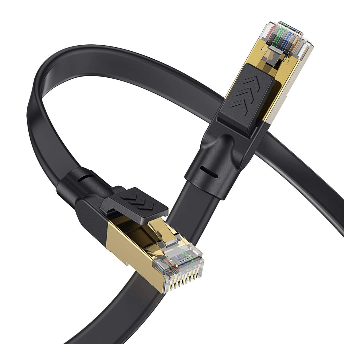 Cat 8 Ethernet Cable 6 ft, Flat Ethernet Cable Internet Cable LAN Cable High Speed Ethernet Cables - Faster Than Cat7/Cat 6e Ethernet Cable