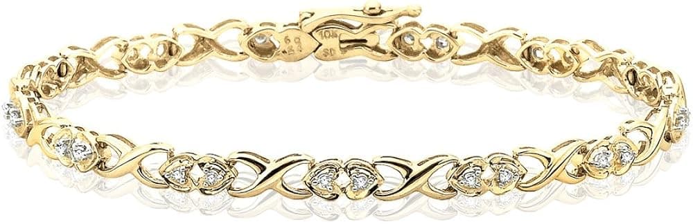KATARINA Diamond Heart Tennis Link Bracelet in Gold (1/4 cttw, J-K, I2-I3)