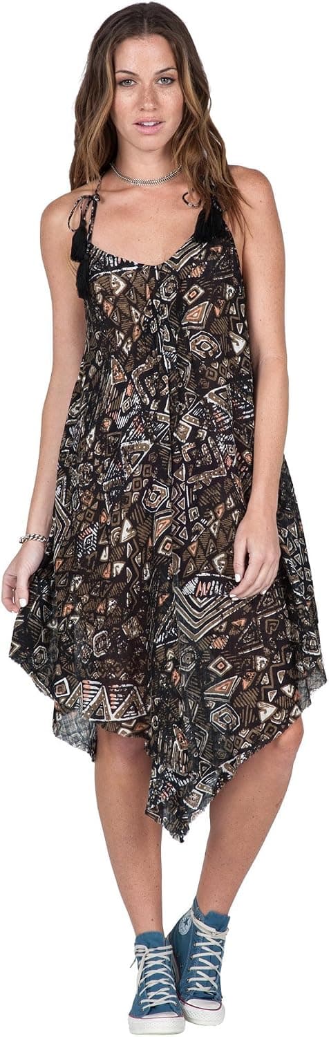 Volcom Juniors Twist Printed Handkerchief Dress