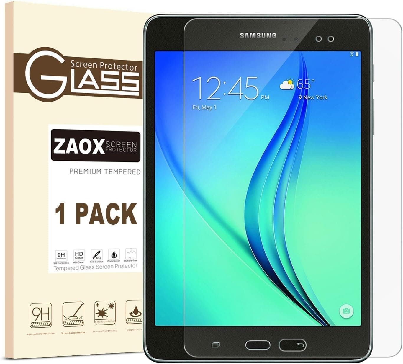 ZAOX Samsung Galaxy Tab A 8.0 Tempered Glass Screen Protector, Anti-Scratch, Anti-Fingerprint, Bubble Free, 9H Hardness HD Clear Screen Protector Film Galaxy SM-T350 Model (1 Pack)