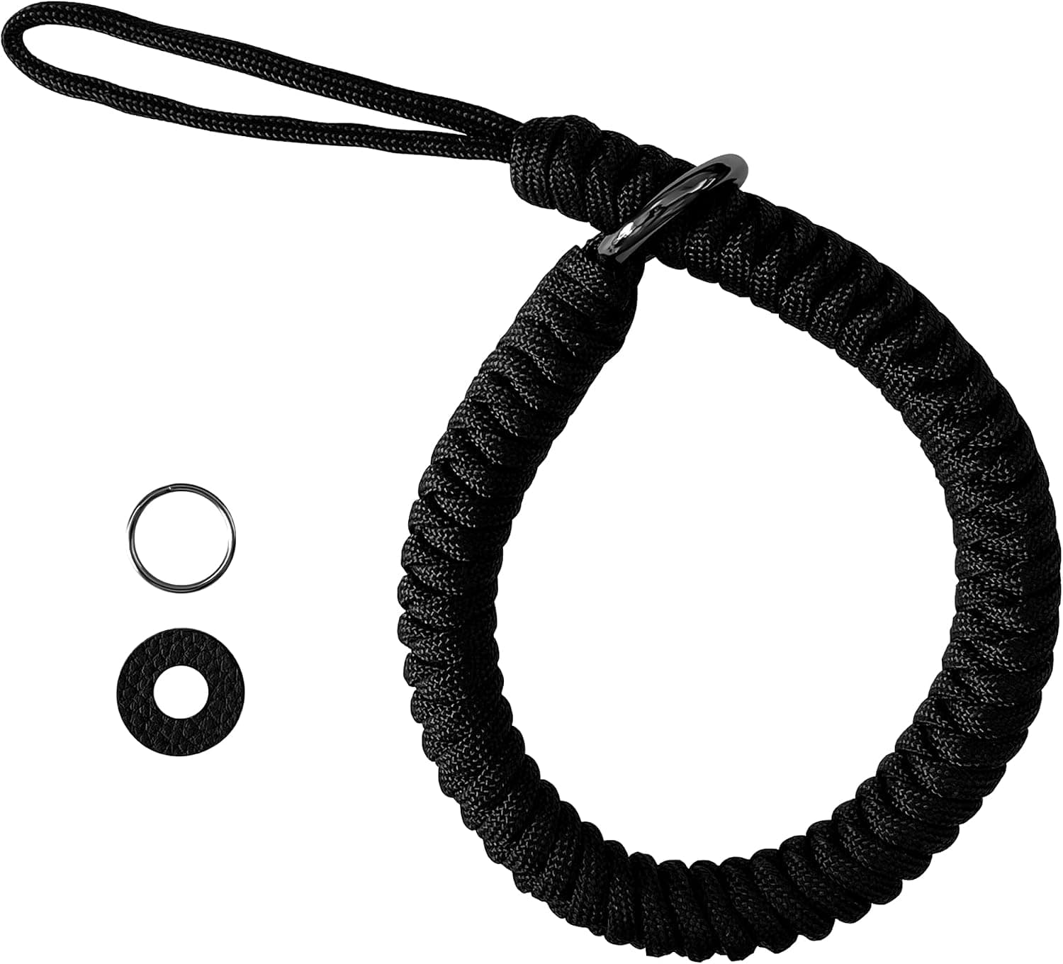 Geiomoo Adjustable Camera Wrist Strap, Soft Comfortable Hand Grip Paracord Woven Wristband (Black)