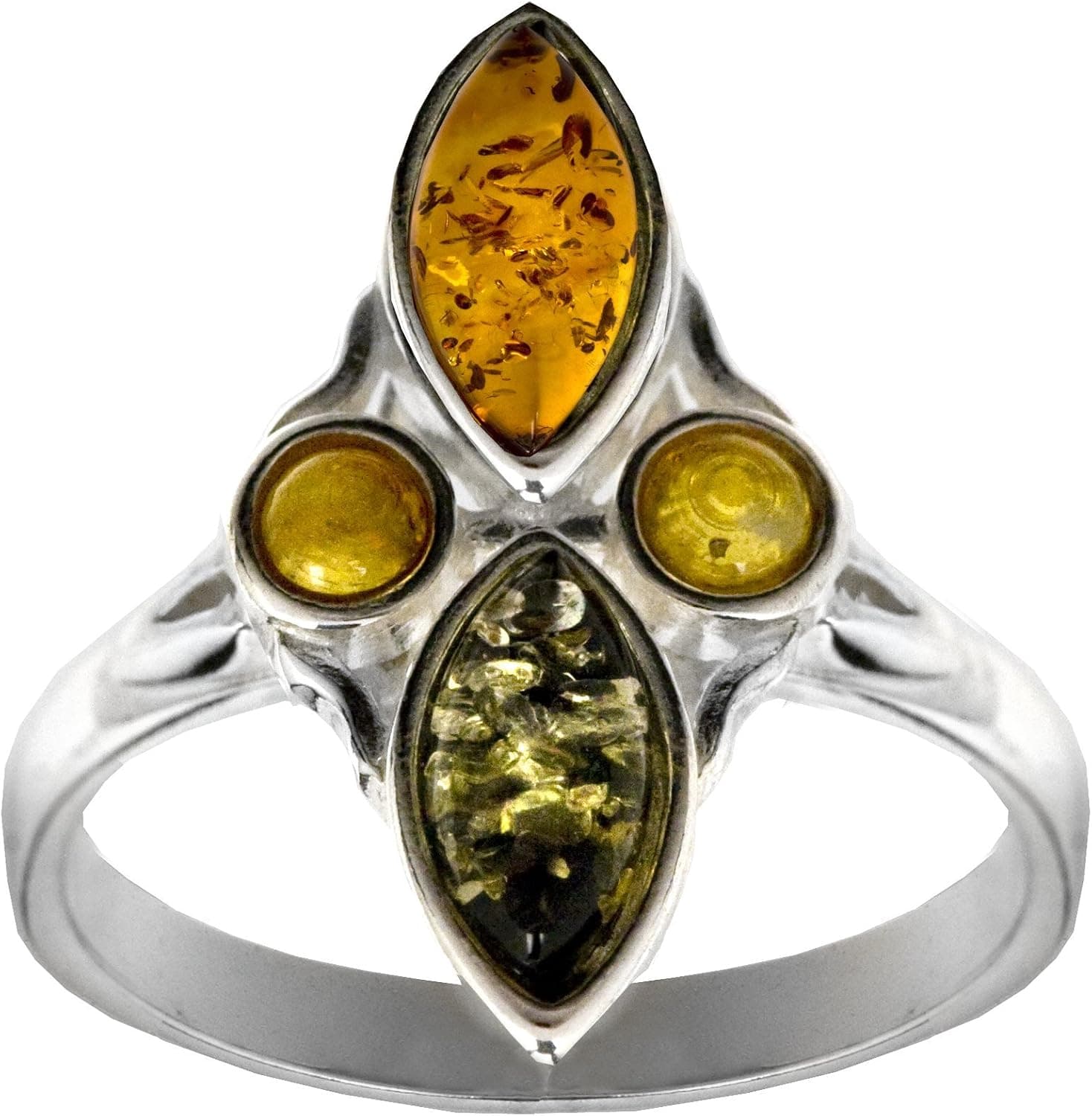 Amazon Collection Sterling Silver MultiColor Amber Modern Small Ring