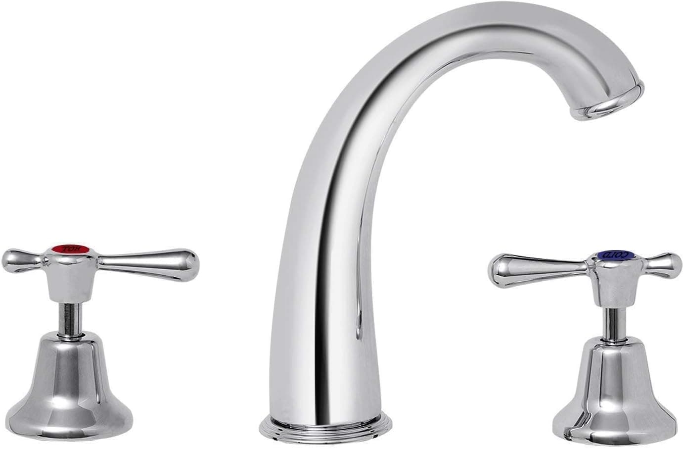 KAIMA Bathroom Faucet Three Holes Double Handles Bathroom Sink Faucet, Chrome Finished