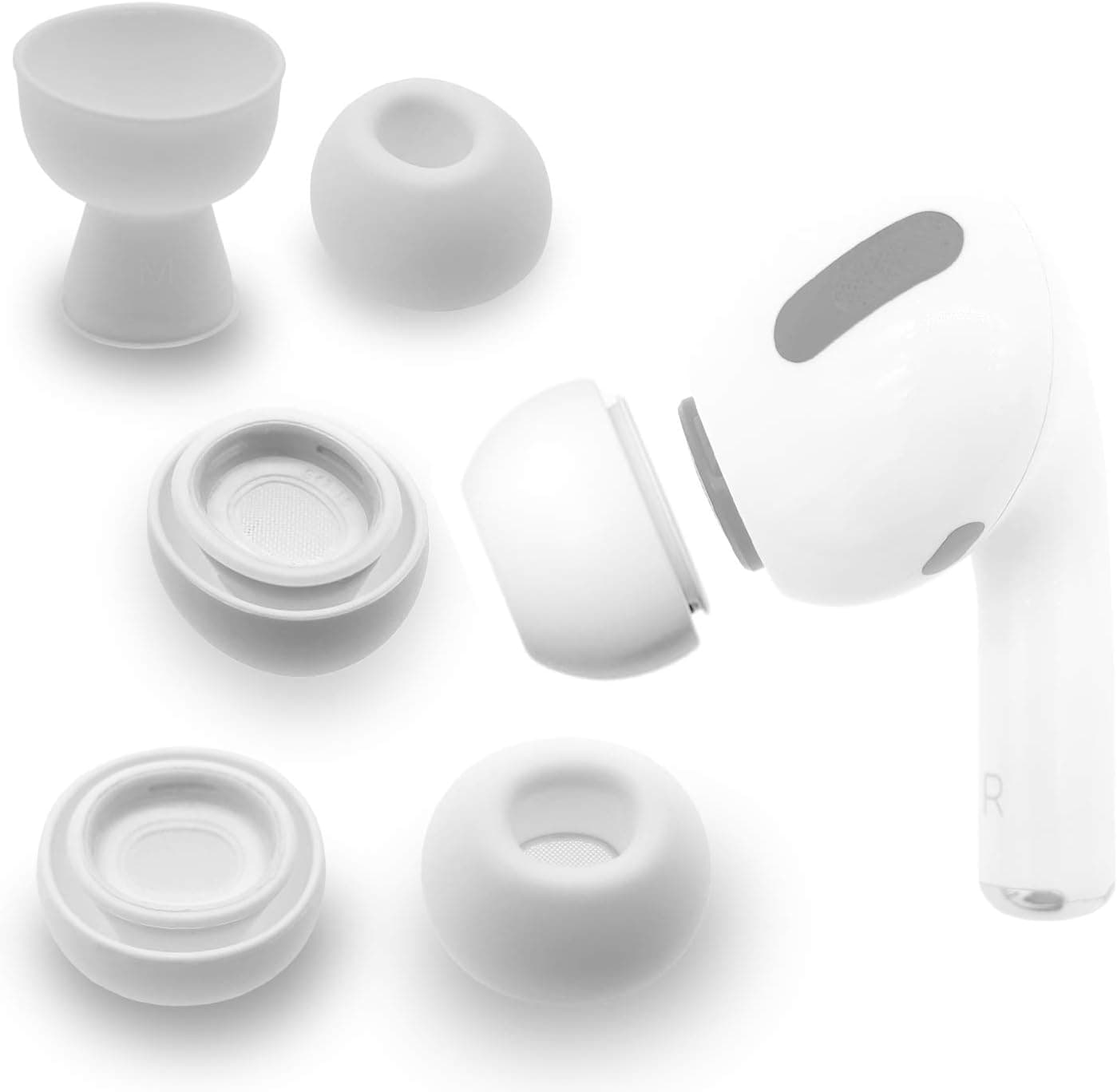 Silicone Replacement Eartips Compatibile with Apple AirPods Pro, [3 Pairs] Replacement Earbuds Tips,Anti-Slip Silicone Soft Cover Earbud Ear Tips Medium,White