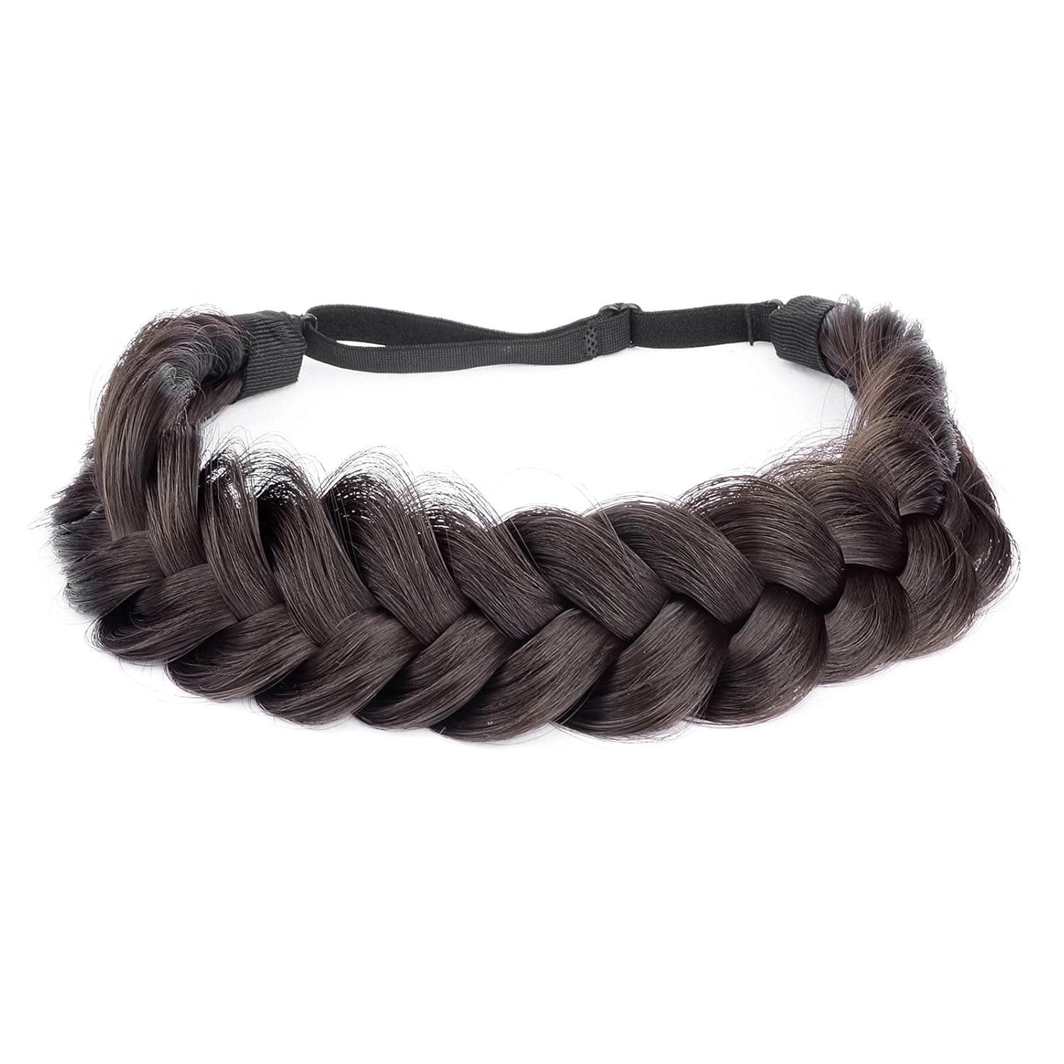 BOBIYA Messy Wide 2 Strands Synthetic Hair Braided Headband Classic Braide Hair Headbands Elastic Stretch Braid Headbands for Women (Chocolate)