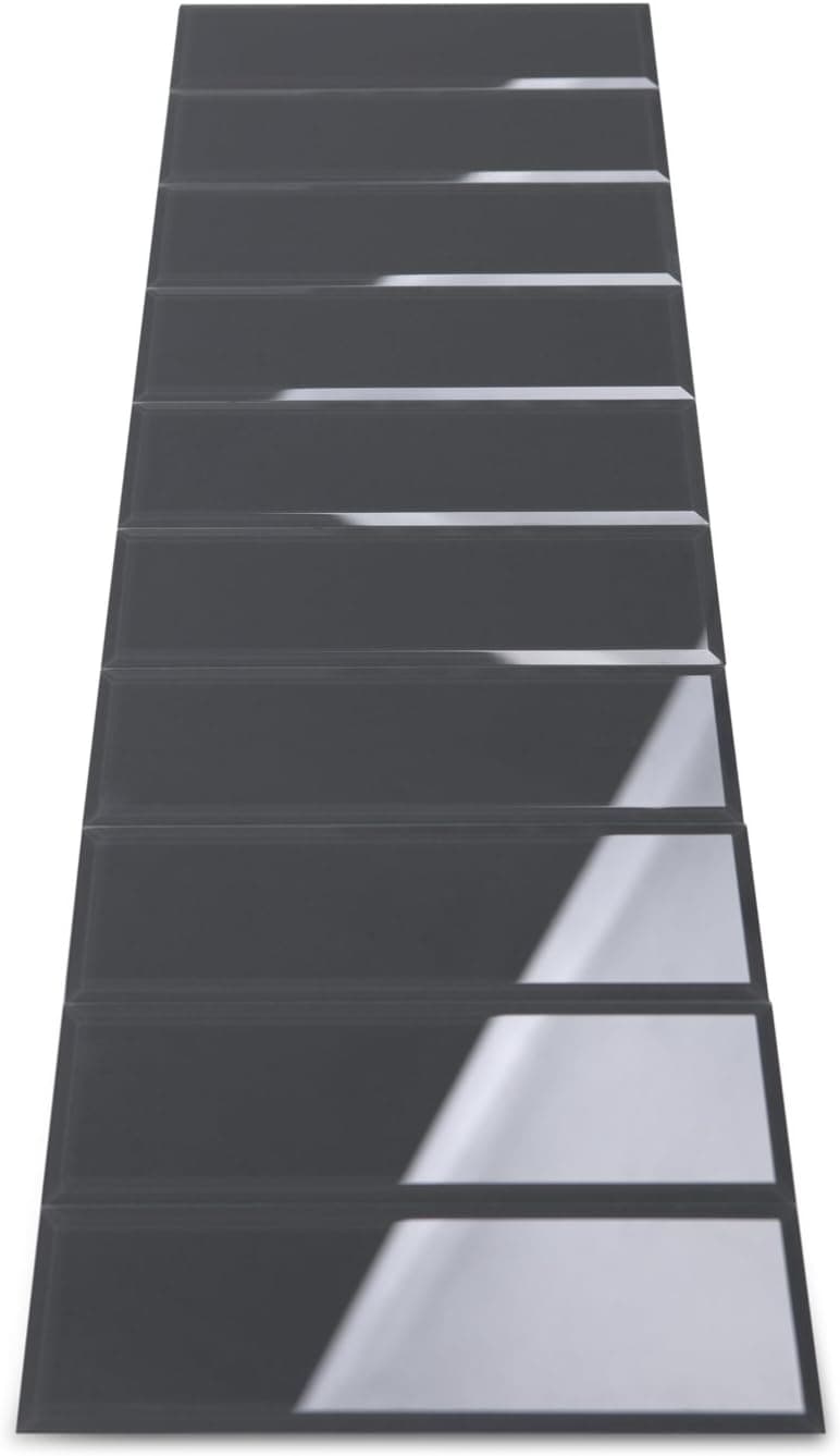 3" x 10" Subway/Brick Gray Glass Tile with Beveled Edge for Kitchen Backsplash/Bathroom 55 Tiles Kit/Covers 12sq/ft