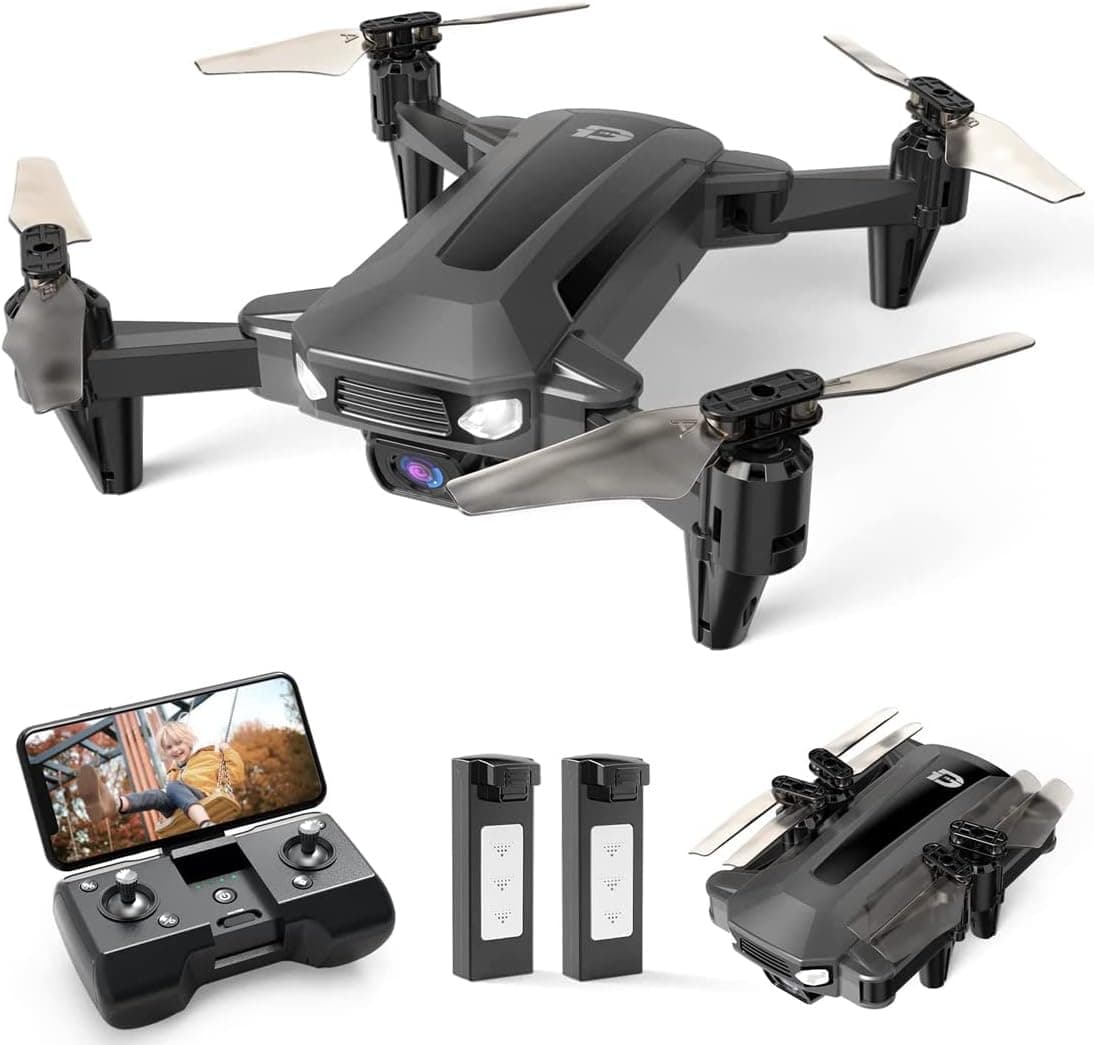 DEERC Drone with Camera for Kids, D40 FPV HD 1080P Mini Aircraft for Adults Beginner, Foldable Quad Hobby RC Plane, Toys Gifts, 2 Batteries 20 Mins Flight Time, Easy to Fly