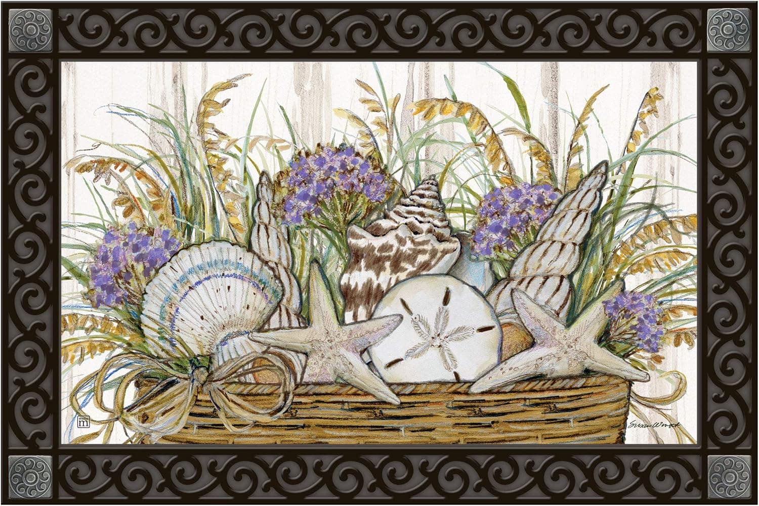 Studio M MatMates Gifts from The Sea Decorative Floor Mat Indoor or Outdoor Doormat with Eco-Friendly Recycled Rubber Backing, 18 x 30 Inches
