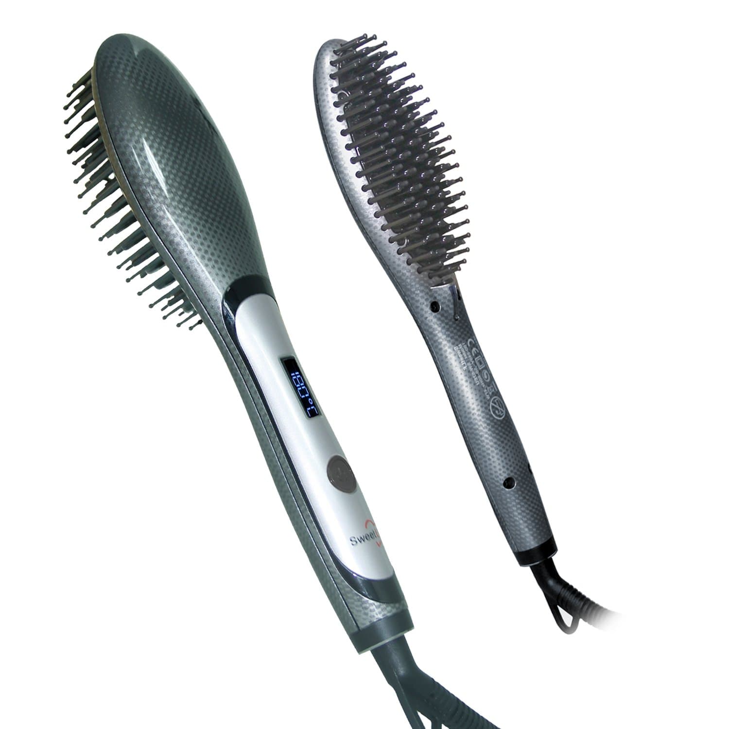 SweetLF Hair Straightener Brush Detangling Hair Styling Comb Digital Anti Static Anti-Scald Heating Iron Fast Hair Massage Straightening Brush,Gray