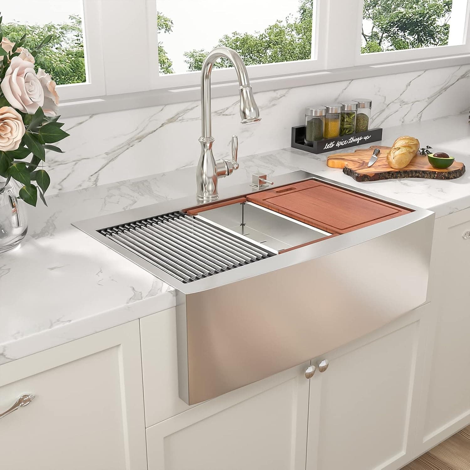 33 Drop In Farmhouse Kithchen Sink - Sarlai 33 x22 Inch Drop-n Farmer Sink Apron Front Ledge Workstation16 Gauge Stainless Steel Single Bowl Topmount Farm Sinks