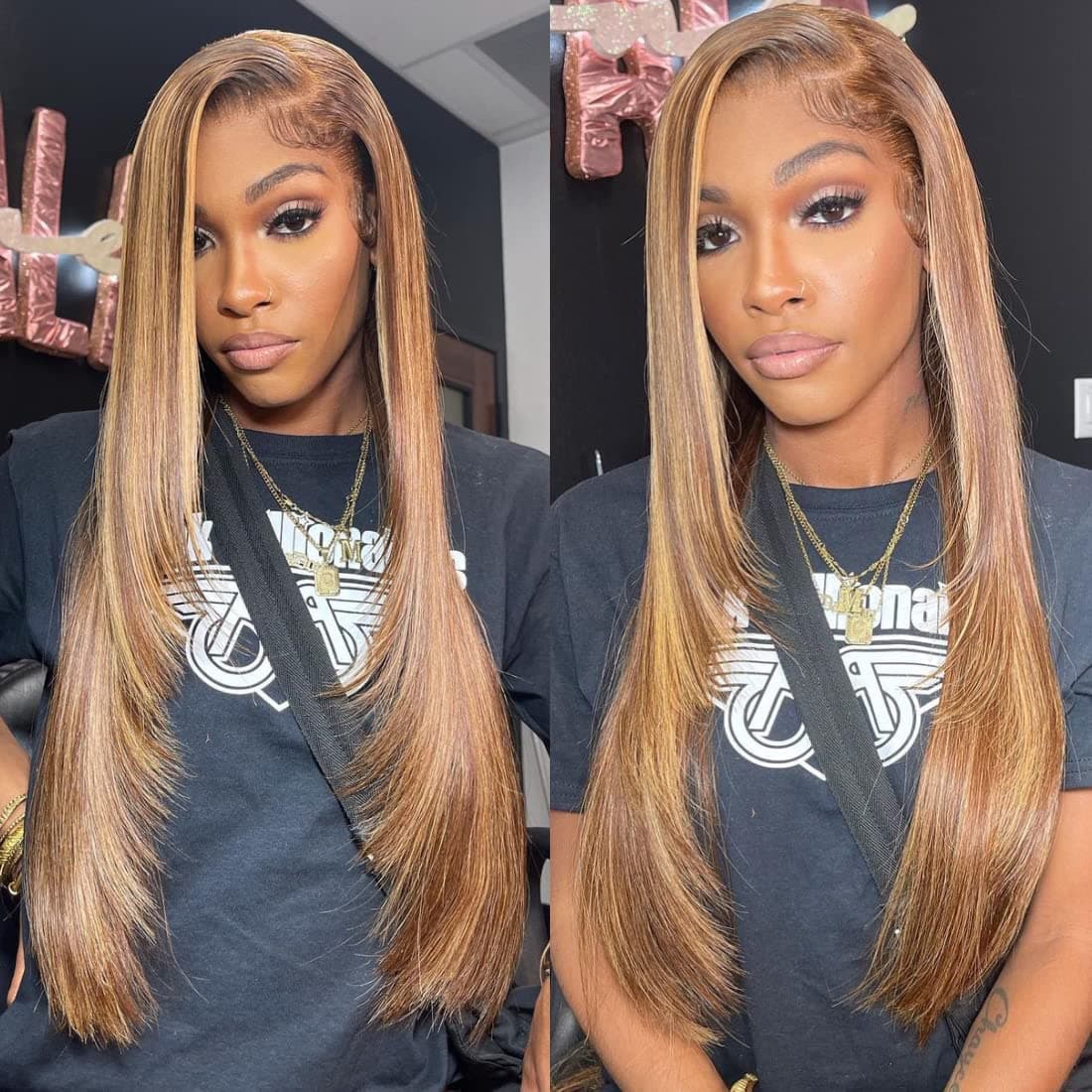 UNICE Pre Cut Lace Glueless Wig Wear and Go Silk Straight Blonde Highlight 6x4.5 HD Lace Closure Wig Human Hair Pre Plucked Ready to Wear Beginners Wig 16inch