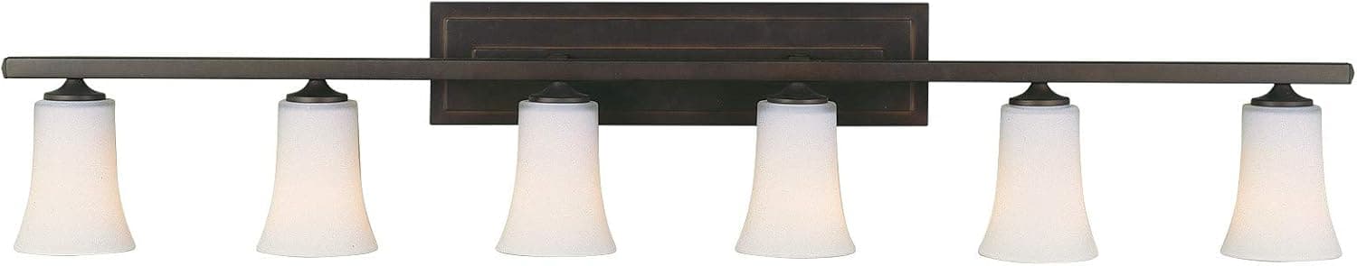 Feiss VS8706-ORB Boulevard Glass Wall Vanity Bath Lighting, Bronze, 6-Light (48"W x 9"H) 600watts