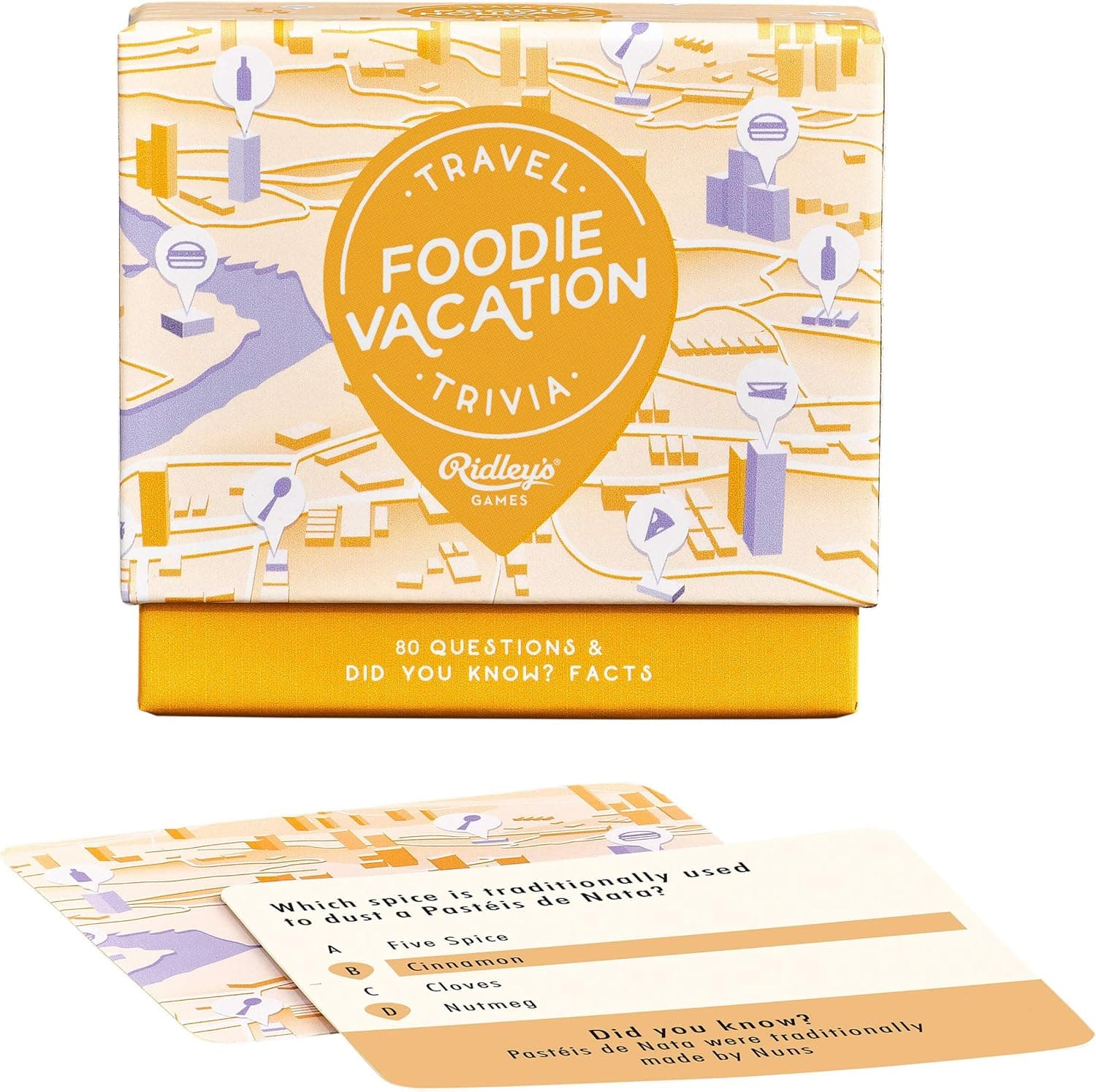 Ridley's Foodie Vacation Trivia Card Game – Trivia Game for Adults and Kids – 2+ Players – Includes 80 Questions and Bonus Facts – Fun Quiz Cards, Makes a Great Gift