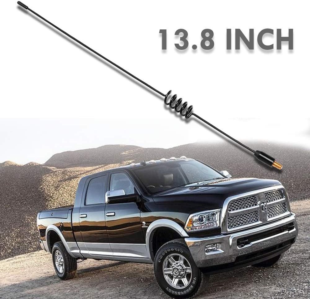 KSaAuto Spring Steel Spiral Antenna Compatible with Dodge RAM 1500 2500 3500 4500 5500 & Ford F150 F250 F350 | 13.8 inches Antenna Mast Replacement