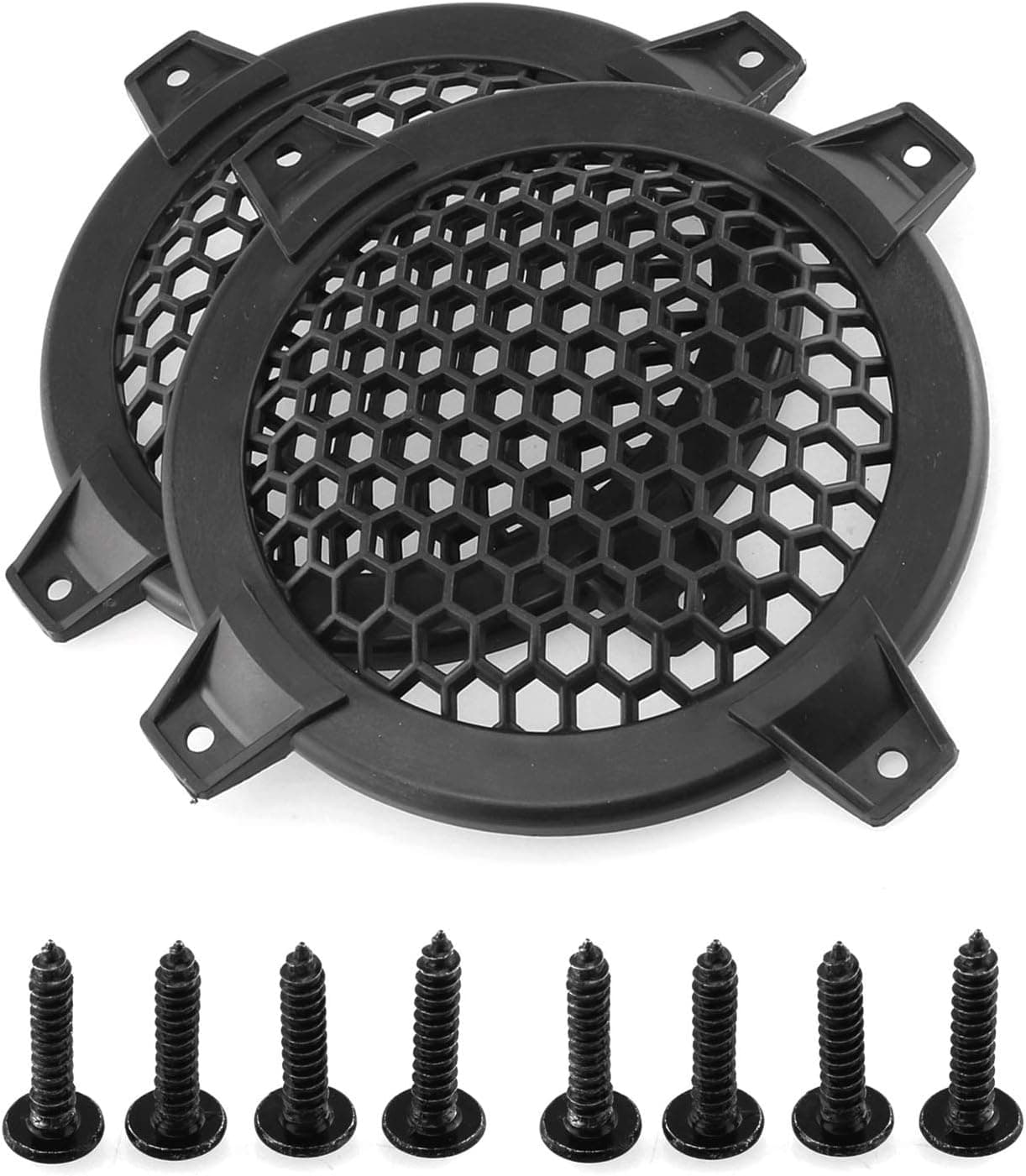 DGZZI 4Inch Grill Cover 2PCS 4inch Black Round ABS Plastic Mesh Grilles Car Audio Speaker Covers Woofer Subwoofer Grill