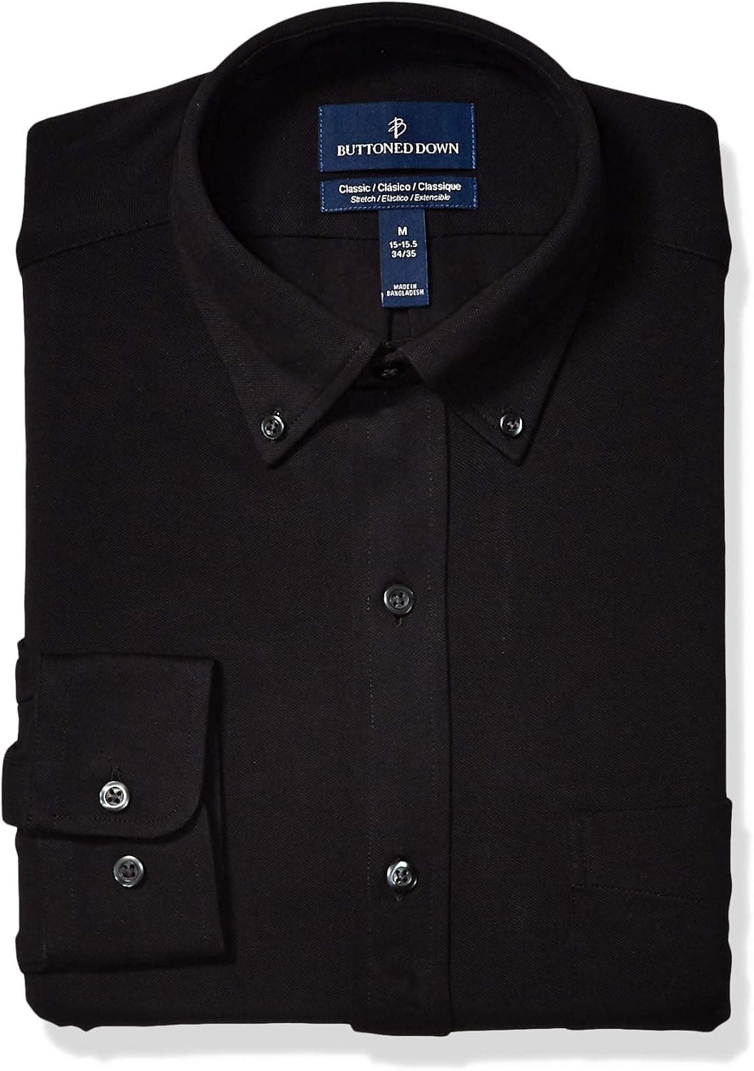 Buttoned Down Men's Classic Fit Stretch Knit Dress Shirt, Supima Cotton, Button-Collar