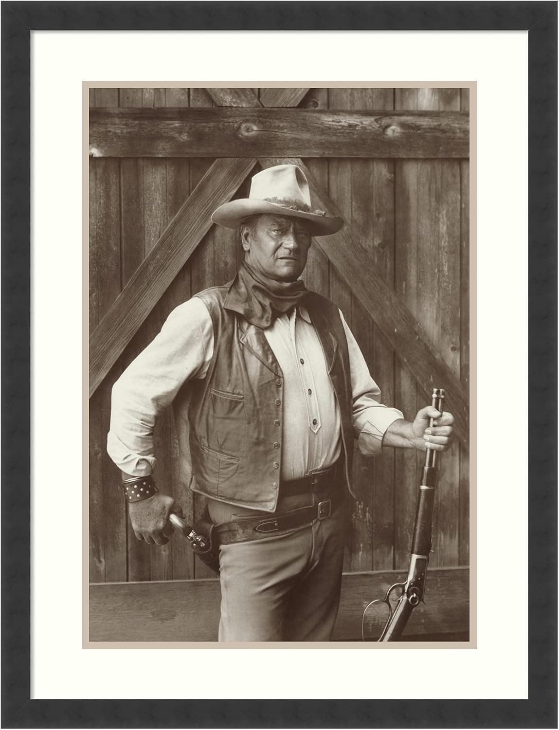 Framed Art Print, 'John Wayne' by Bob Willoughby: Outer Size 24 x 32"