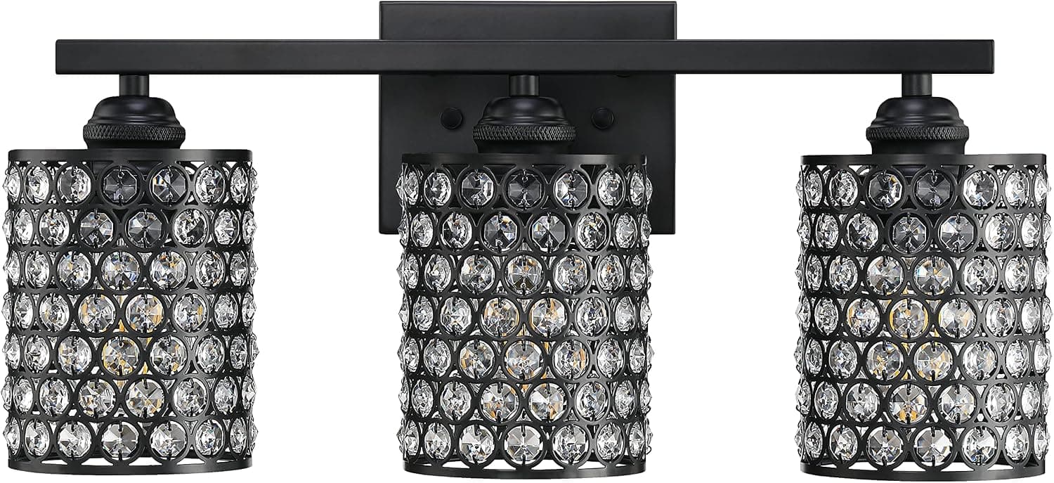 Leading Lighting 3 Light Crystal Wall Sconce Lighting with Oil Rubbed Bronze Finish,Modern and Concise Wall Light Fixture with Polyhedral Opal Crystal Shade for Bath Room, Bed Room