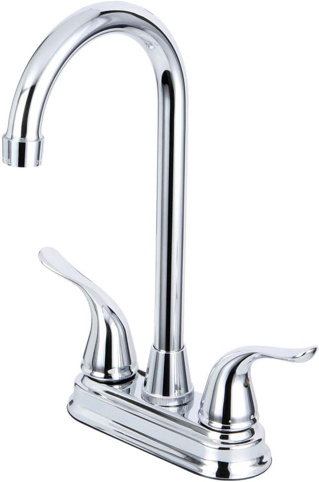 Kingston Brass KB2491YL Yosemite Two Handle 4 Inch Centerset Bar Faucet, Polished Chrome, 4-3/4 inch in Spout Reach, Polished Chrome