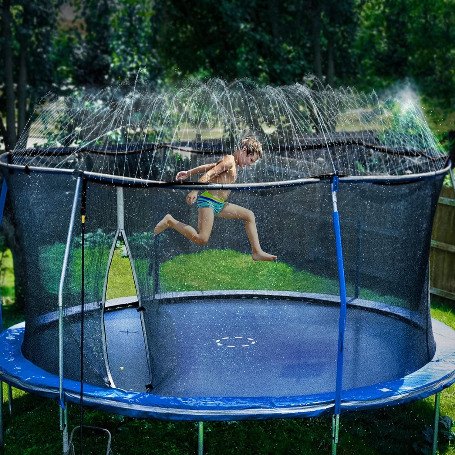 Fomoom Trampoline Sprinkler, Trampoline Water Sprinkler for Kids, Outdoor Boys Girls Fun Summer Waterpark Game Sprinkler (Black, 39 Ft)