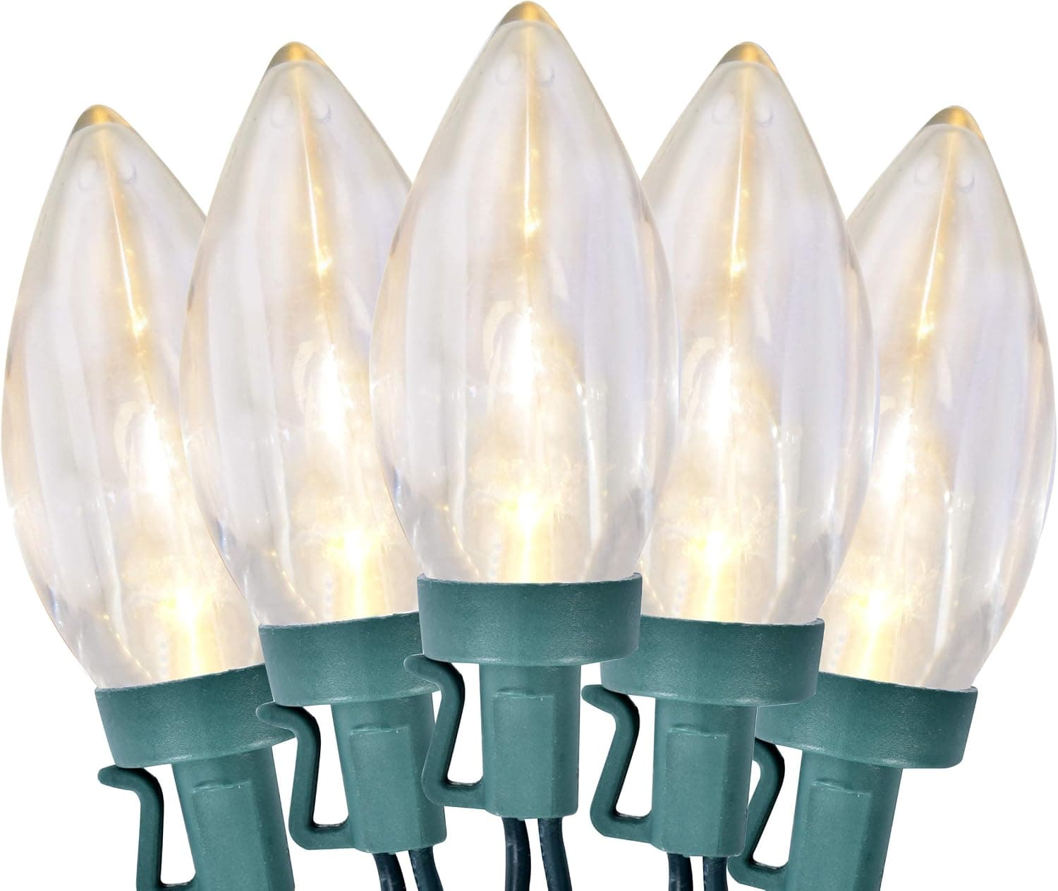 Holiday Essence C9 LED Christmas String Lights, Warm White Bulbs, Green Wire, for Indoor and Outdoor Decorative Use - 25 Count, UL Listed