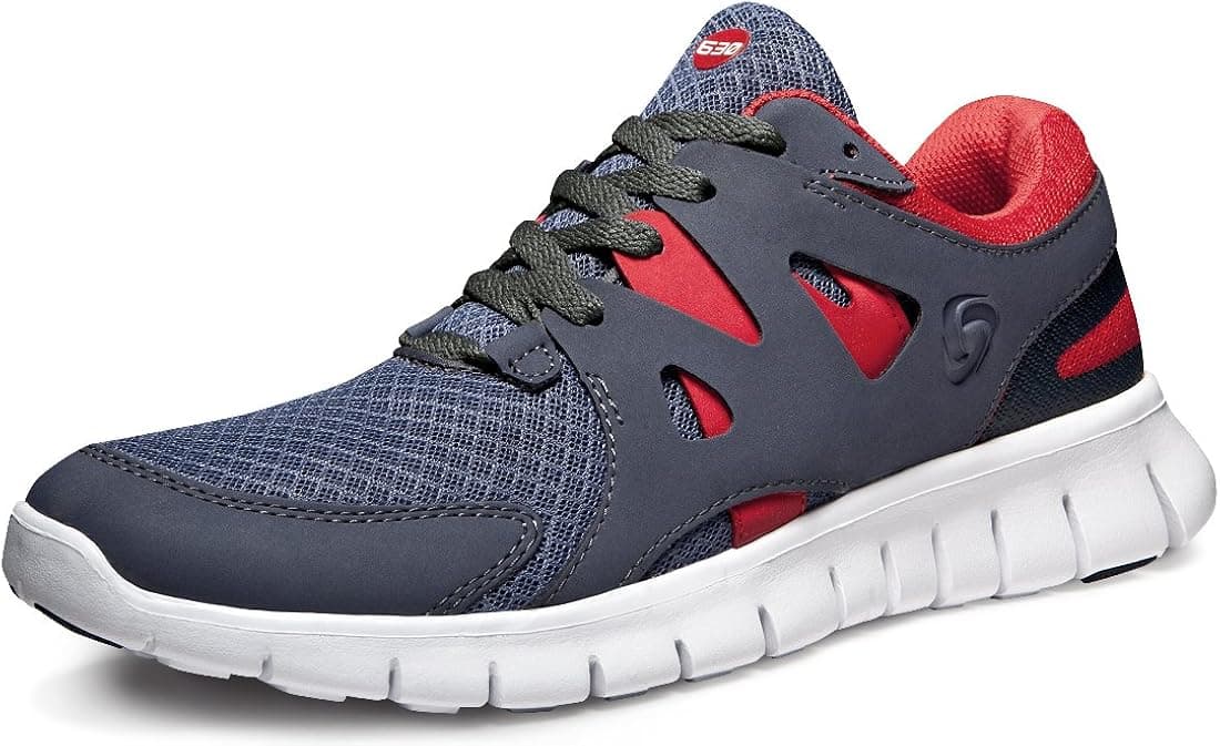 TSLA Men's Boost Running Walking Sneakers Performance Shoes, Zero Vent(e630) - Stone & Red, 11,