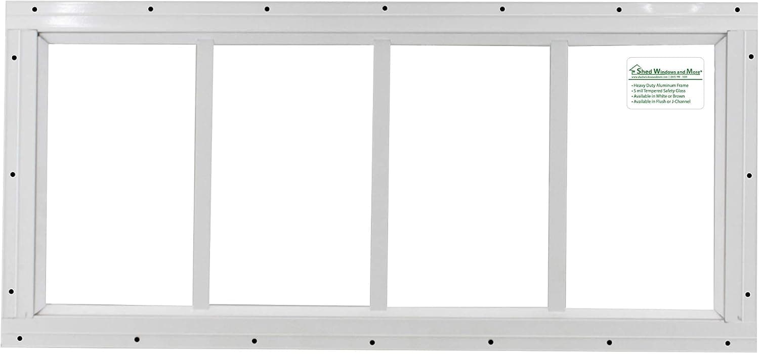 Shed Transom Window 10" X 24" White Flush