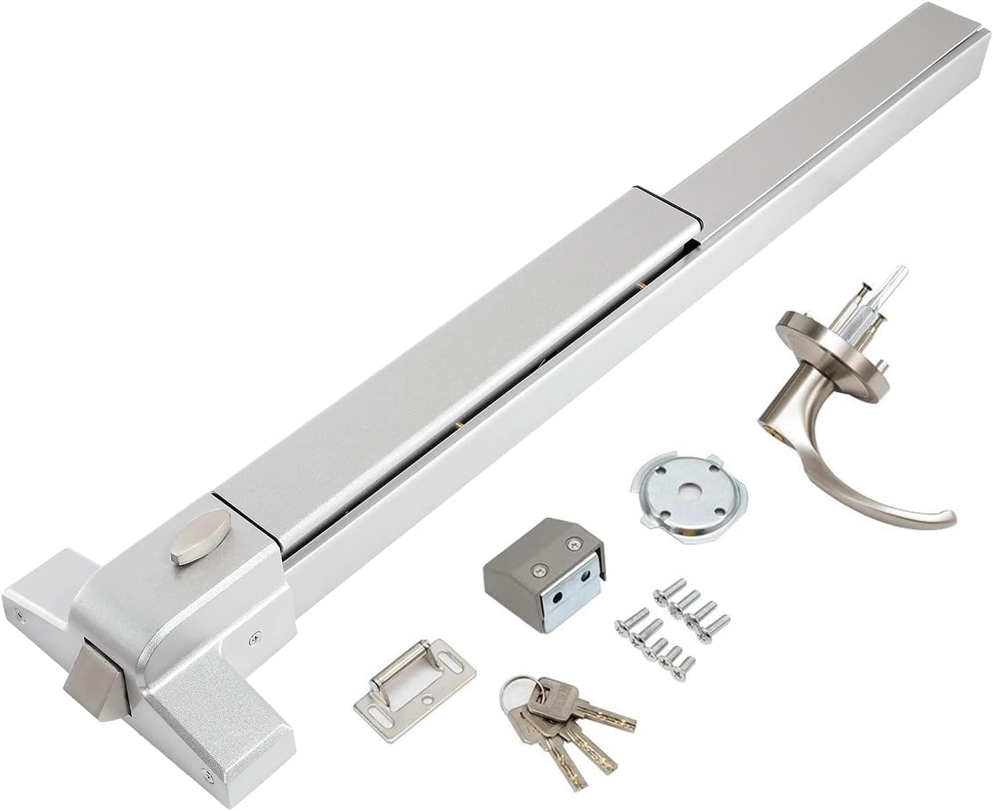 PARTOL Panic Door Push Bar Panic Exit Device with Exterior Lever Stainless Steel Commercial Door Handle Emergency Exit Bar Handle Door Hardware for Wood Metal Door