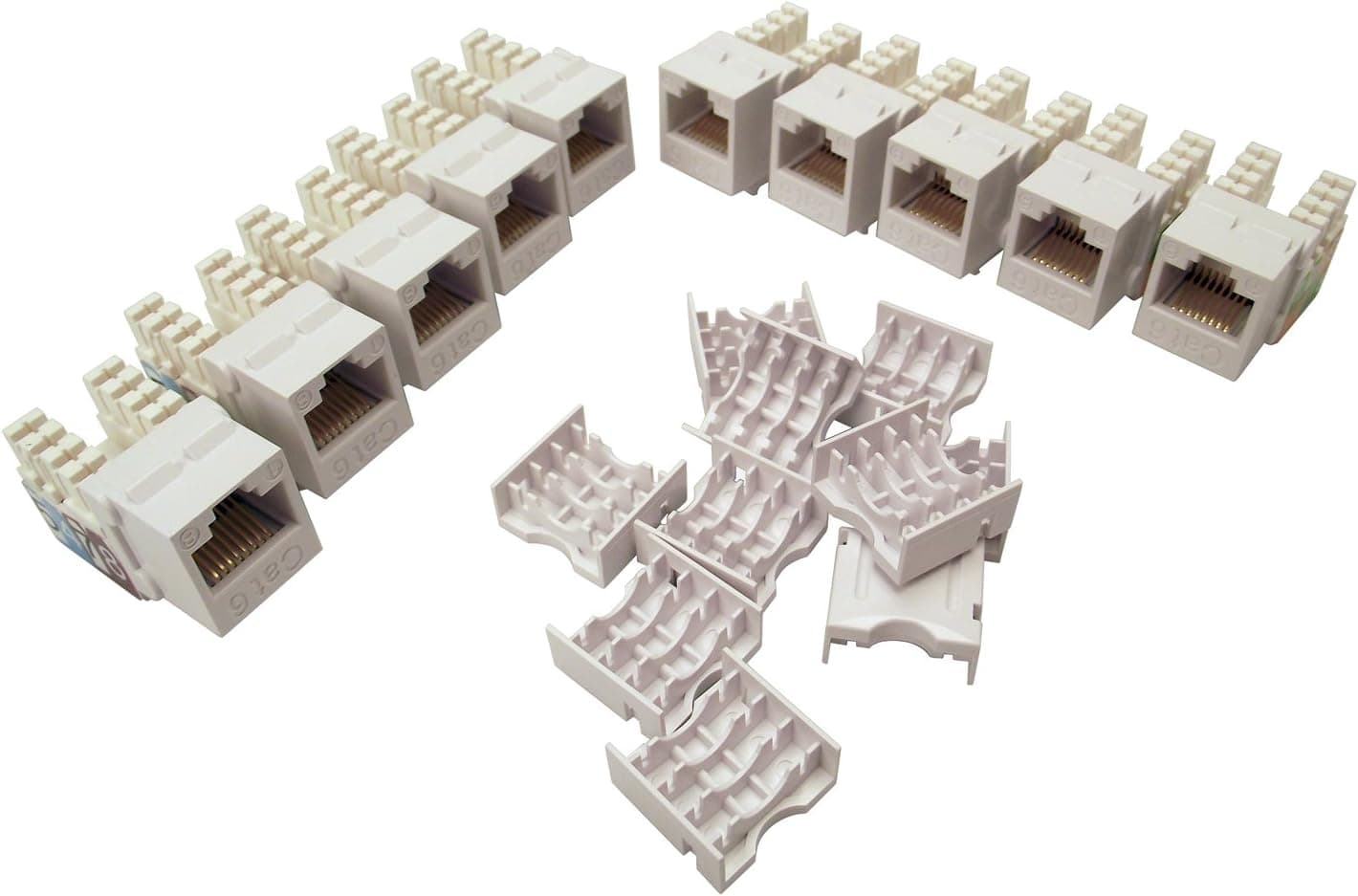 Shaxon BM703W810-10B,Category 6 Keystone Jack 10 Pack, RJ45 to 110 - White