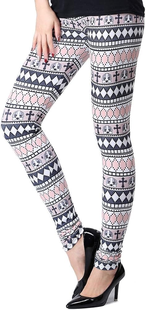 Ensasa Christmas Leggings for Women, Fleeced Lined Winter Leggings for Women in Snowflake Pattern, Plus Size Girl Pants