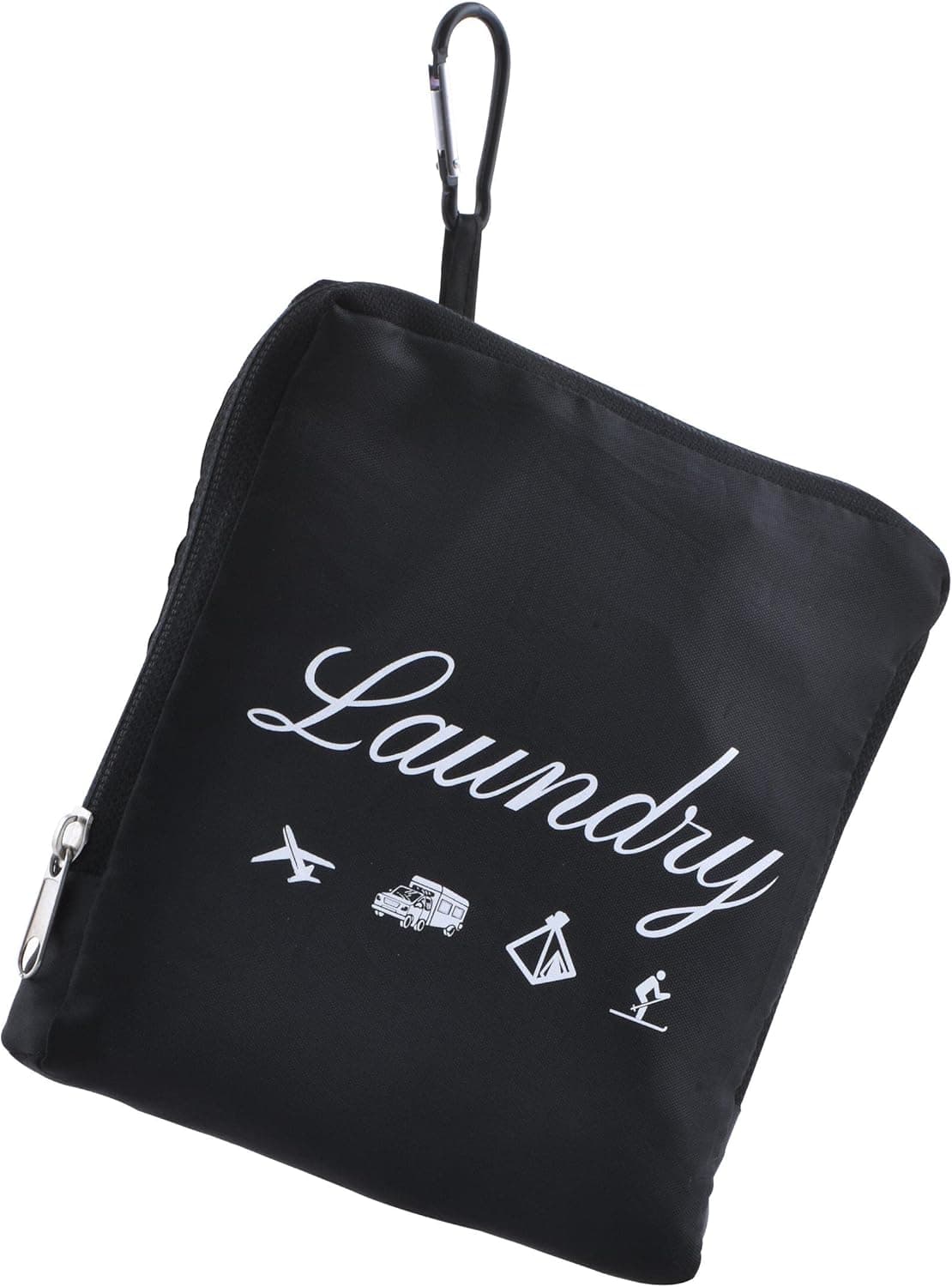 JHX Travel Laundry Bag, Dirty Clothes Bag 【Upgraded】 with Handles and Aluminum Carabiner, Collapsible Laundry Bag for Travel, Camp, Fitness, and Students（1Pcs Black） 24"L x 21"W