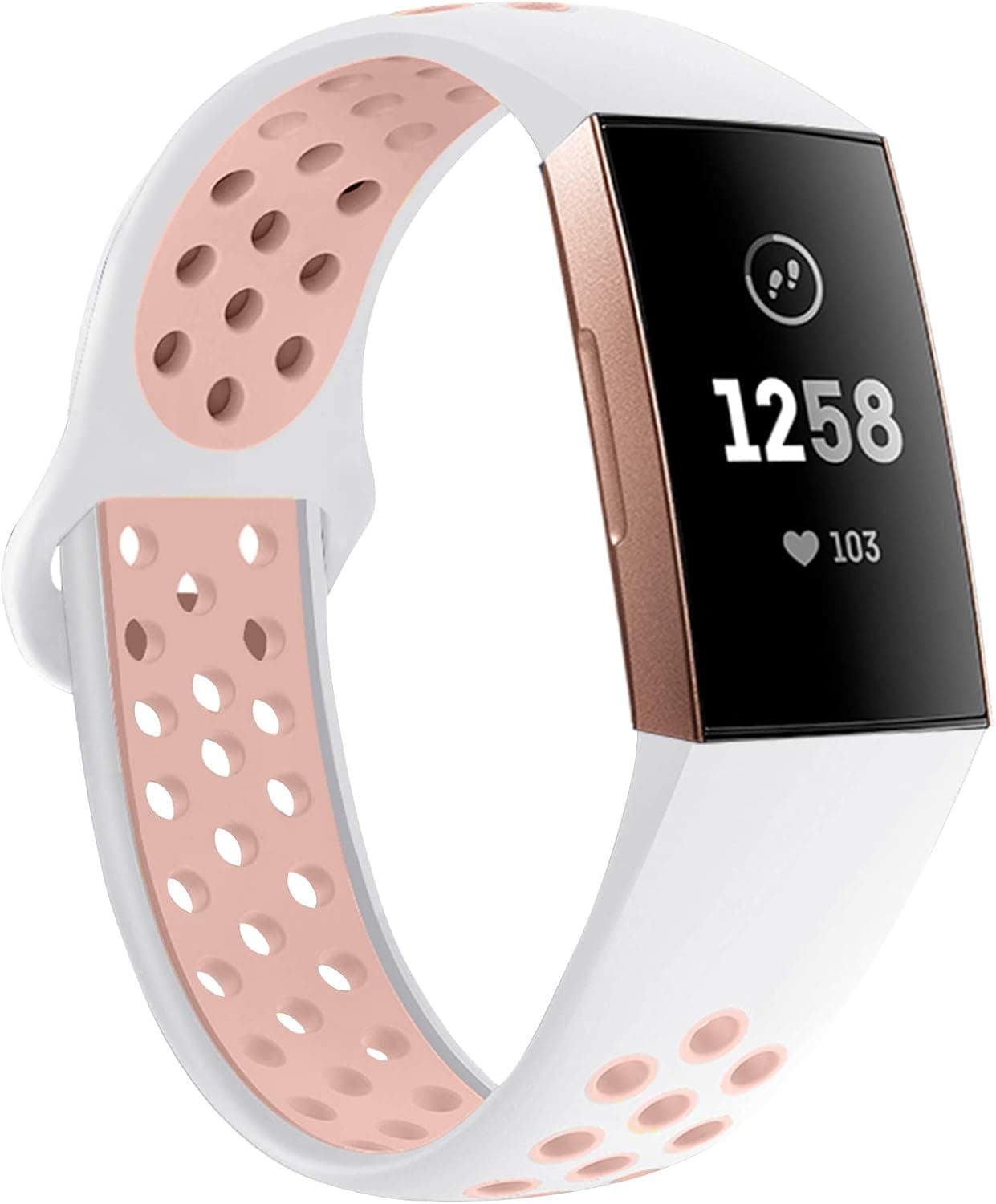 QIBOX Compatible with Charge 4 / Charge 3 Bands, Sports Silicone Replacement Women Men Bands Breathable Soft Strap Bracelet Accessories Compatible Charge 3 SE Fitness Activity Tracker Small Large