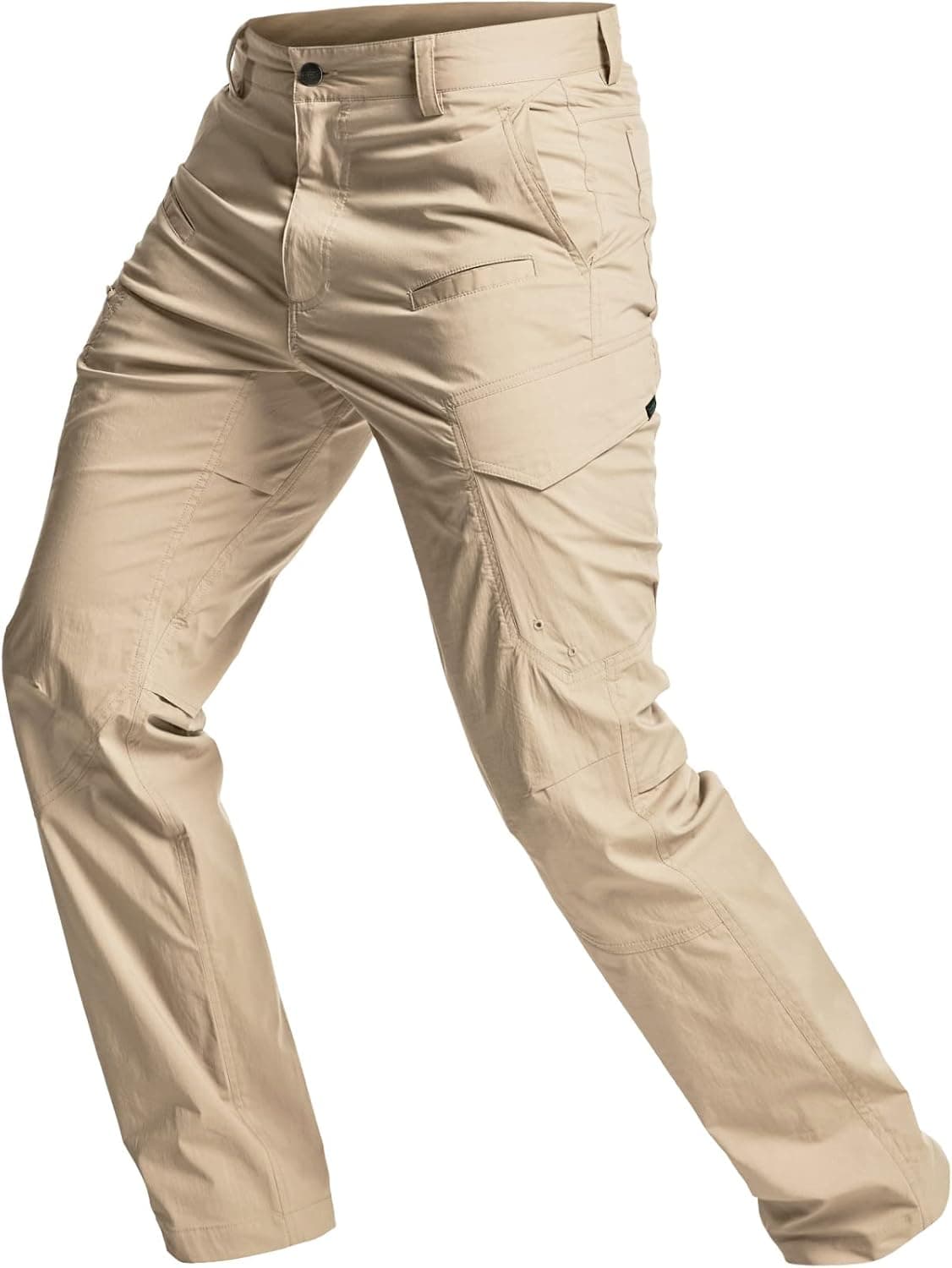 CQR Men's Cool Dry Tactical Pants, Water Resistant Outdoor Pants, Lightweight Stretch Cargo/Straight Work Hiking Pants