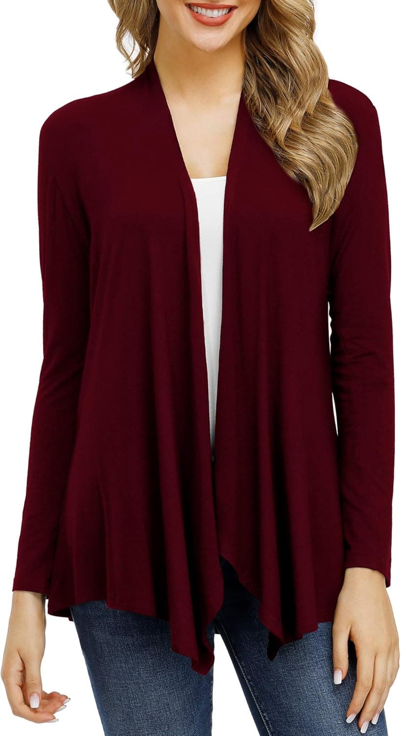 Cardigans for Women Casual Open Front Long Sleeve Lightweight Soft Basic Cardigan